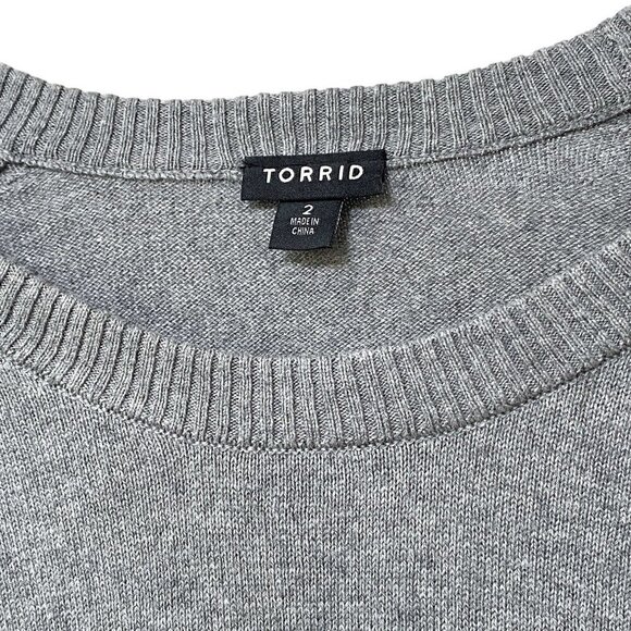 TORRID Cheers Sweater Size 18/20 2X Plus Size CottonPullover Gray Top Sequins - Picture 6 of 15